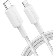 Mey İthalat 322 Usb-C - Lightning Örgülü Kablo, 1.8 M, Beyaz, A81B6