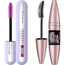 Mey İthalat New York Lash Sensational Yelpaze Etkili Intense Black Maskara, Ekstra Siyah & Falsies Surreal Maskara Makyaj Seti