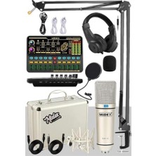 Mey İthalat Cx1 Platinium Set Efektli Ses Kartı, Mikrofon, Stand, Kayıt ve Canlı Yayın Seti (Pc ve Telefon)