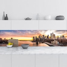 Mey İthalat Mutfak Tezgah Arası Fayans Kaplama Folyosu, Brooklyn Köprüsü, 60X500 cm