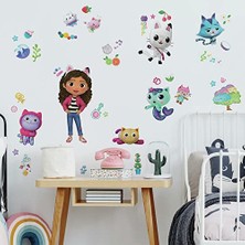 Mey İthalat Gabby's Dollhouse RMK4823SCS Yapışkanlı Duvar Çıkartmaları, Pembe, Mor, Mavi