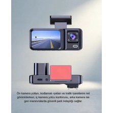 TCX Geniş Açılı Üç Kameralı Dash Cam 170° Full Hd Gece Görüş