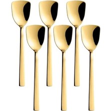 Mey İthalat Gold Renk Paslanmaz Çelik Dondurma Kaşığı Seti, Titanyum Kaplama, 16 Cm, 6 Adet