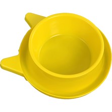 Mey İthalat Sarı Plastik Kedi Mama ve Su Kabı, Kulaklı, 400 ml