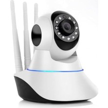 Mey İthalat 360° Dönüşlü 1080P Ptz Ip Kamera, 3 Antenli Wifi Güvenlik Kamerası, Çift Yönlü Ses, 11 LED Gece Görüşü, Iç Mekan