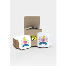 Mey İthalat Girl Power Yazılı Tipografik Tasarımlı Baskılı Kupa Bardak Seti, Eğlenceli Özel Hediye Mug