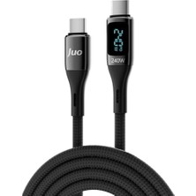 Mey İthalat 240W Dijital LED Ekranlı E-Mark Çipli Pd 3.1 USB Type-C To Type-C Hızlı Şarj ve Veri Kablosu 1 Metre