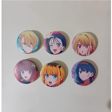 Mey İthalat Oshi No Ko Anime Buton Rozet Koleksiyonu, 37 Mm, 6 Adet
