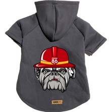 Mey İthalat Kapişonlu Polar Sweatshirt Köpek ve Kedi Kıyafeti ve Elbisesi, Antrasit Firemen, L Beden