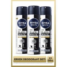 Mey İthalat Men Black & White Invisible Epic Night Erkek Sprey Deodorant, 72 Saat Terleme Karşıtı, 150 Ml, Set Of 3