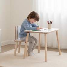 Mey İthalat Montessori Çocuk Masası, 1 Masa ve 1 Beyaz Bunny Sandalye