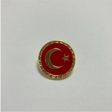 Mey İthalat Türk Bayraklı Yaka Rozeti, Sarı Çerçeveli