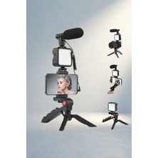 TCX Vlog Seti Mini Tripod Mikrofonlu Akıllı Telefon Tutucu
