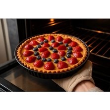 Mey İthalat 30 cm Sağlıklı Emaye Kaplamalı Kek Turta Tart Kalıbı, Siyah