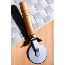 Mey İthalat Bambu Saplı Pizza ve Hamur Kesici Rulet 17 Cm, Çelik Pizza Kesici