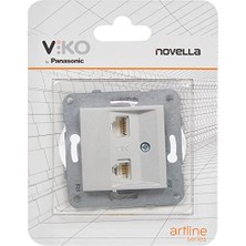 Mey İthalat Novella/trenda Gümüş Data+Nümeris Cat6+Cat3 Mekanizma+Düğme Kapak
