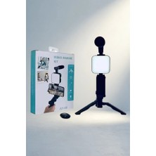 TCX Pratik Video Çekim Kiti Mini Tripod LED Işık Mikrofon