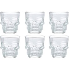 Mey İthalat 6'lı Kafatası Tasarımlı Tekila Bardağı, 60 Ml, Şeffaf Cam, Dayanıklı
