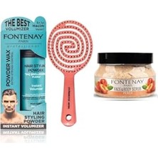 Mey İthalat Pudra Toz Wax Mavi 20 G + 3 Boyutlu Saç Fırçası+ Face And Body Scrub Şeftali 350 ml 3'lüset Pembe