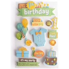 Mey İthalat 3D Çıkartmalar, 4.5"x8.5"-1st Birthdayy-Boy