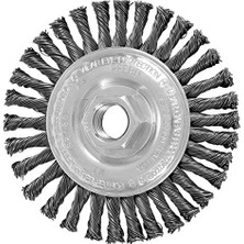 Mey İthalat 82186 Power Knot Tekerlek Fırçası Stringer Boncuk Bükümlü, Dişli Delik, Karbon Çelik Kıllar, 10,16 cm Çap, 0,06 cm Tel Boyutu, 5/8-11 Dişli, 2000 Maksimum Rpm, 32 Düğüm