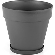 Mey İthalat YS07 Yalı Saksı Drenaj Aparatlı Tabaklı Dekoratif Saksı 46,5cm, 46 Litre Antrasit