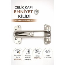 Mey İthalat Metal Çelik Kapı Emniyet Kilidi, Kolay Montajlı Güvenlik Aparatı