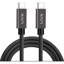 Mey İthalat 100W Type-C To Type-C USB 3.1 Gen2 10 Gbps 4k@60hz Hızlı Şarj Veri ve Görüntü Aktarım Kablosu Örgülü Gn 50 cm