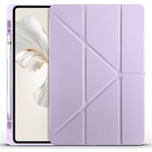 Mey İthalat Kılıf; Honor ile Uyumlu Pad 9 Tri Folding Kalem Bölmeli Standlı Kılıf, Lila