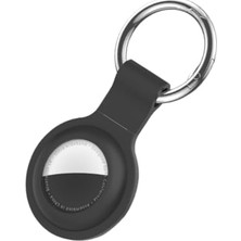 Mey İthalat Airtag Için Esnek Silikon Kılıf ve Gps Takip Cihazı Kılıfı, Anahtarlıklı, Siyah