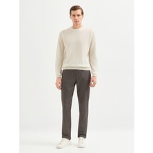 Karaca Ekru Yün Karışımlı Bisiklet Yaka Triko Kazak