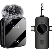 Mey İthalat Kablosuz Tekli Yaka Mikrofonu, iPhone 16 Uyumlu, Type-C/aux/lightning Portlu, Telefon, Pc ve Tablet Için, 1030