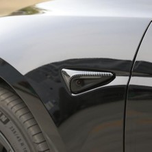 Mey İthalat Tesla Model Y Uyumlu Parlak Karbon Fiber Görünümlü Yan Kamera Sinyal Kaplama Seti Hw4