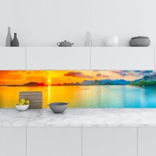 Mey İthalat Mutfak Tezgah Arası, Folyosu Deniz Dağ, Folyo Fayans Kaplama, 60X200 cm