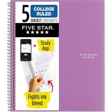 Mey İthalat Spiral Defter + Çalışma Uygulaması; 5 Konu, Kolej Çizgili Kağıt, Mücadele Mürekkep Kanaması, Suya Dayanıklı Kapak, 200 Yaprak, Mor (38748)