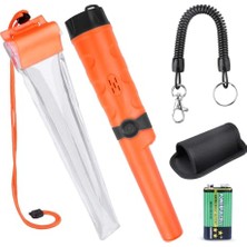 Mey İthalat Pinpointer Metal Dedektörü, Buzzer ve Titreşimli, Taşınabilir, LED Göstergeli, Kemer Kılıflı, Turuncu