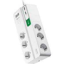 Mey İthalat Priz, Schneider PM6U-GR 1836 Joule Anahtarlı 2 Usb'li 6'lı 2 M Akım Korumalı
