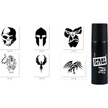 Mey İthalat Kartal Kaplan Spray Tattoo Geçici Siyah Sprey Dövme Seti