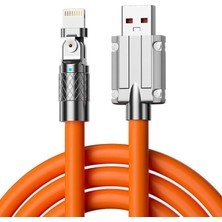 Mey İthalat 6A Ios Apple Lightning Sıvı Silikon Veri ve Hızlı Şarj Kablosu 180 Derece Oynar Başlık Katlanmaz Kırılmaz Dayanıklı