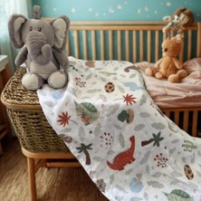 Mey İthalat Çok Amaçlı Müslin Bez Bebek Örtüsü Battaniyesi 60X95 3 KATLI%100 Pamuk Müslin Bebek Battaniyesi; Unisex Hem Kız Hem Erkek Bebek Için Hediye Alt Açma, Dinazor ve Hayvan Desenli