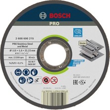 Mey İthalat Professional Kesme Diski Inox Ger 2608600215 Için, 115X1,6 mm