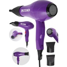 Mey İthalat Alman 3600 W Profesyonel Saç Kurutma Makinesi, Ac Motor, MS-9001, Mor, 2 Adet Başlık
