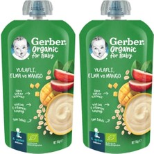 Mey İthalat Organik Yulaflı Elma ve Mango Püresi, 110 G, 2'li Paket