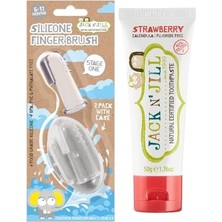 Mey İthalat Bebek/çocuk Diş Fırçalama Seti (Silikon 2'li Parmak Fırça + Çilek Aromalı Diş Macunu 50G)