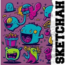 Mey İthalat Sketchah Square Sketch Book Fd2: 160 Pages, Learning And Practice. Funny Doodle Cover, 8” x 8” For Doodles, Sketches, Rough Drafts