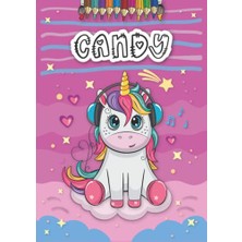 Mey İthalat Candy: Personalized Coloring Book For, Theme: Unicorn, Birthday Gift Girl, Daughter..., 25 Designs With Name, Large Size A4 (Ca. 8.5 x 11 Inches), Ages: 4-8
