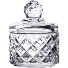 Mey İthalat Lüks Kristal Mini Cam Şekerlik ve Cam Lokumluk, Kesme Cam Şekerlik 7.5 Cm*9.2 cm 06641
