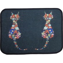 Mey İthalat 60 x 45 cm Ters Kediler Desenli Elekli Kedi Tuvalet Önü Paspası