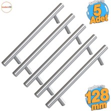 Mey İthalat Rosemary Inox Metal Kulp Mobilya Mutfak Çekmece Dolap Kapak Kulpu Kulbu, 128 Mm, 5 Adet, (12.8 Cm)