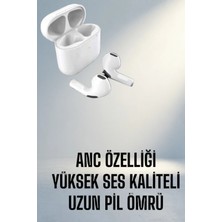 Gees Global Ergonomik Tasarımlı Bluetooth Kulaklık Uzun Pil Ömrü Beyaz